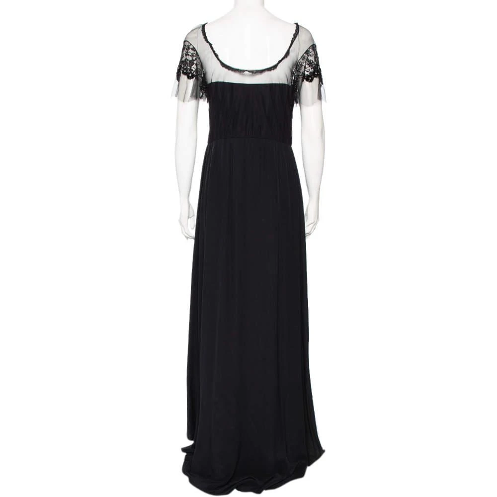 商品[二手商品] Valentino|Valentino Black Silk Embellished Lace Trim Maxi Dress L,价格¥3942,第3张图片详细描述