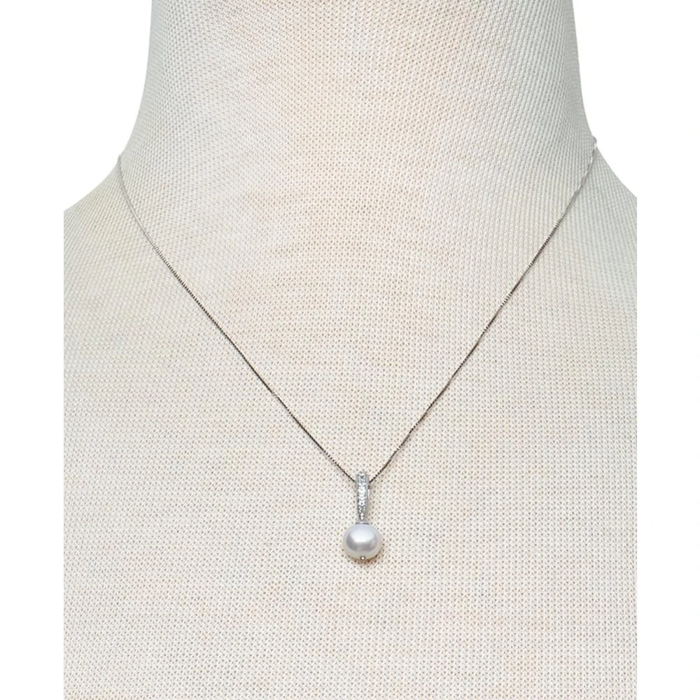 商品Belle de Mer|2-Pc. Set Cultured Freshwater Pearl (7-1/2mm) & Cubic Zirconia Pendant Necklace & Matching Drop Earrings in Sterling Silver,价格¥1674,第3张图片详细描述