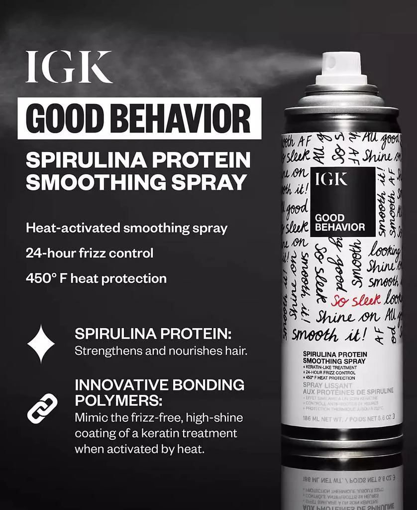 商品IGK Hair|Good Behavior Spirulina Protein Smoothing Spray, 12 oz.,价格¥362,第2张图片详细描述