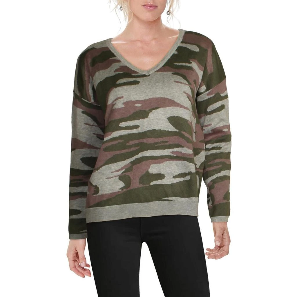 商品Metric New York|Metric New York Womens Camo Pullover V-Neck Sweater,价格¥77,第1张图片