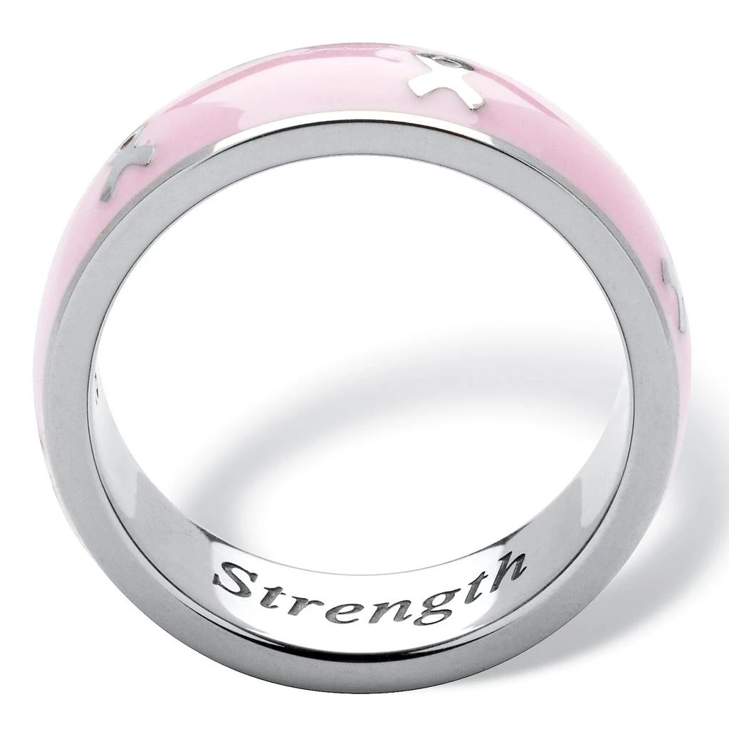 商品Palm Beach Jewelry|Breast Cancer Awareness Pink Enamel and Stainless Steel Ribbon Eternity Band,价格¥297,第2张图片详细描述