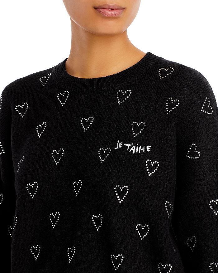 商品AQUA|Crystal Heart Embellished Crewneck Sweater - 100% Exclusive,价格¥737,第5张图片详细描述