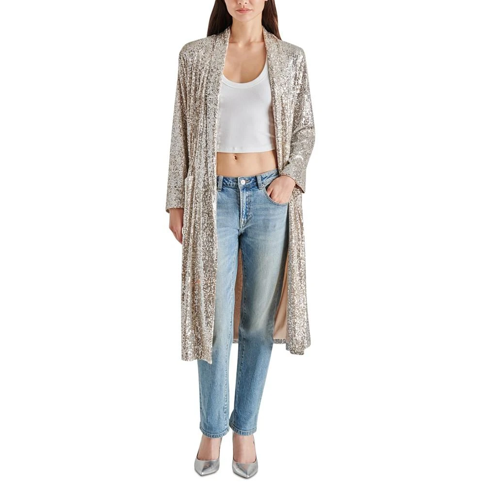 商品Steve Madden|Women's Show Stopper Long Glitter Coat,价格¥356,第1张图片