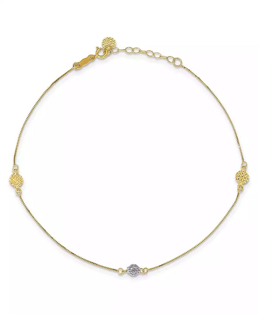 商品Macy's|Puff Circle and Disc Anklet in 14k Yellow and White Gold,价格¥922,第1张图片