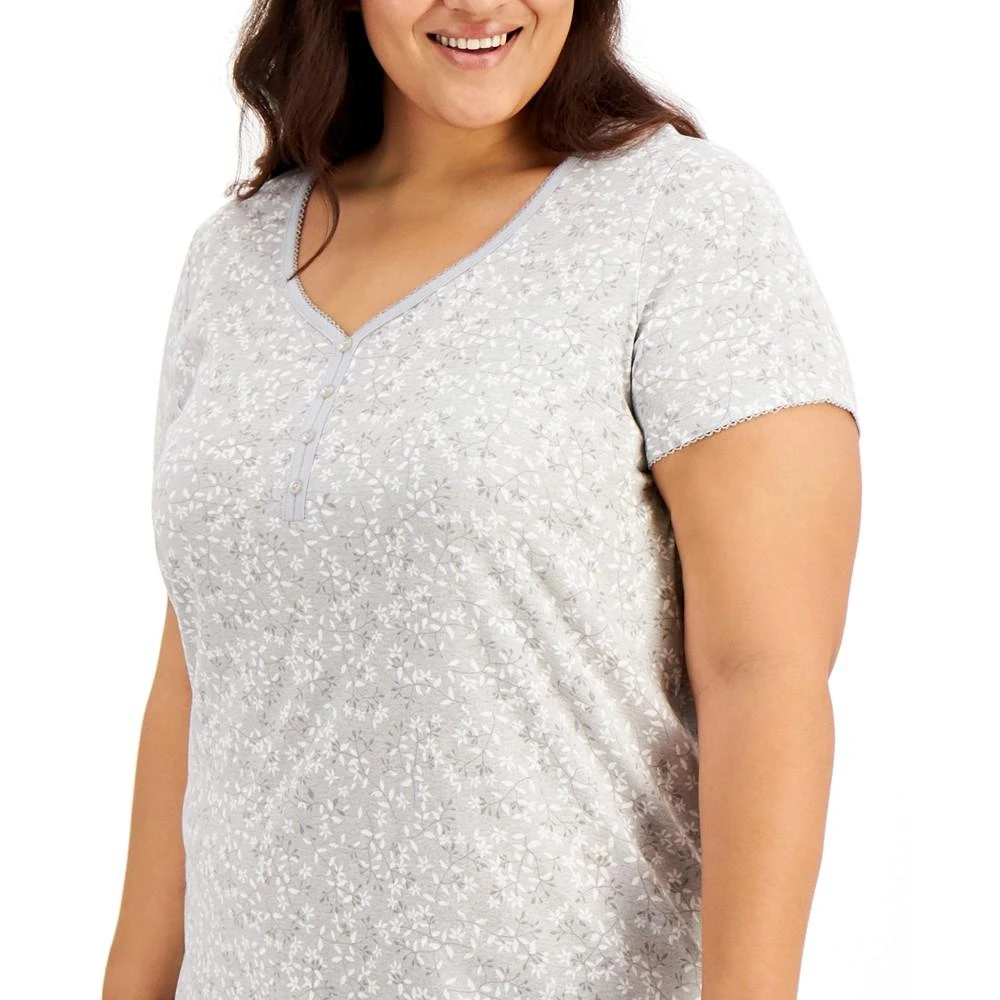 商品Charter Club|The Everyday Cotton Plus Size Sleep Shirt, Created for Macy's,价格¥61,第3张图片详细描述