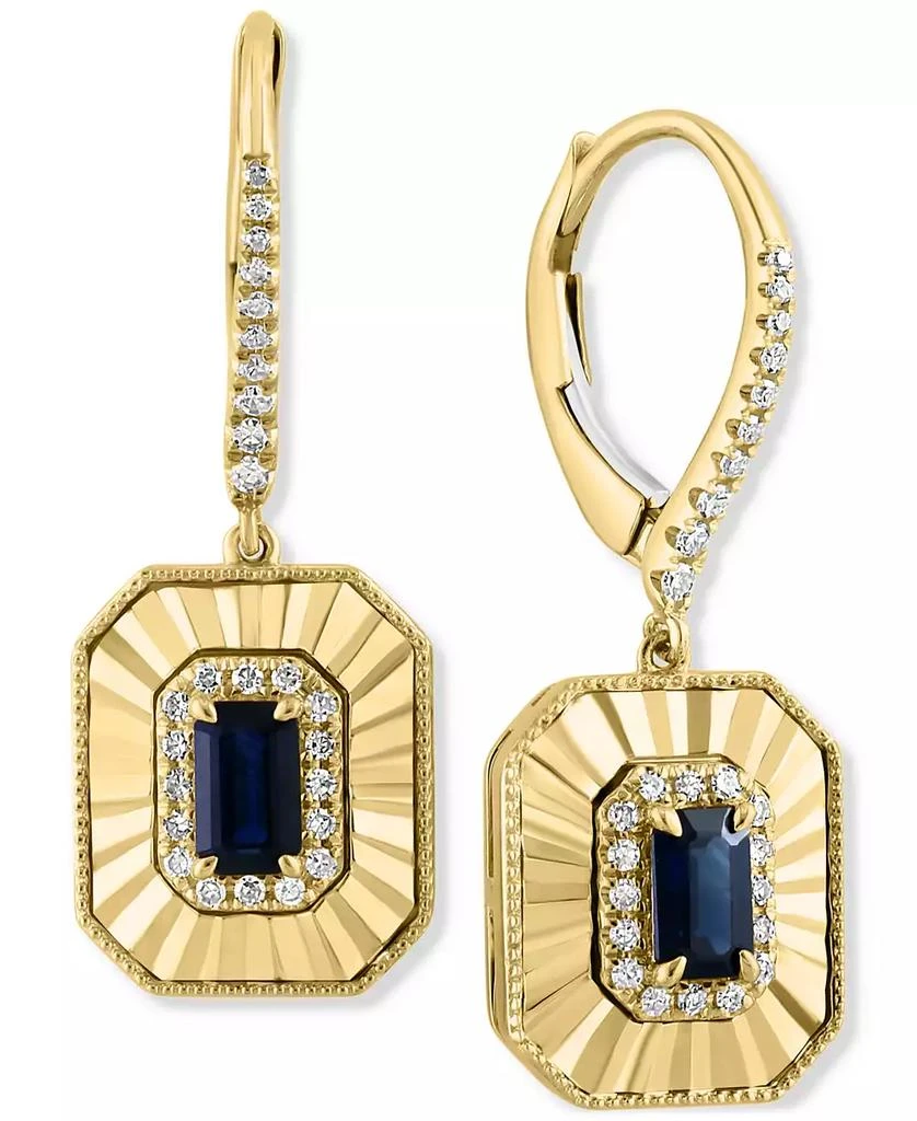 商品Effy|EFFY® Sapphire (3/4 ct. t.w.) & Diamond (1/4 ct. t.w.) Leverback Drop Earrings in 14k Gold,价格¥7558,第1张图片