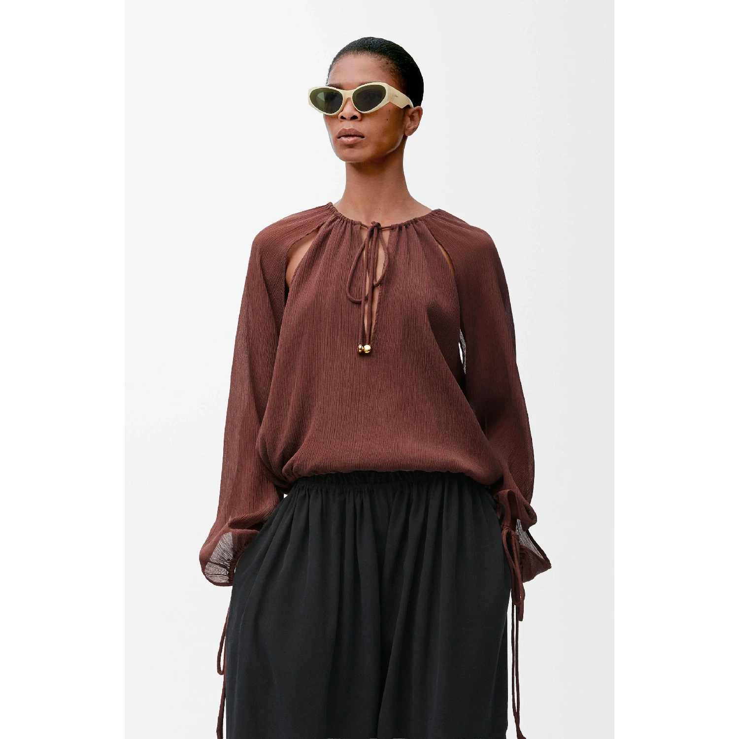 【预售】 罗意威 25春夏 女士 长袖衬衫 Blouse en coton et soie S616Y05X41-5539  商品