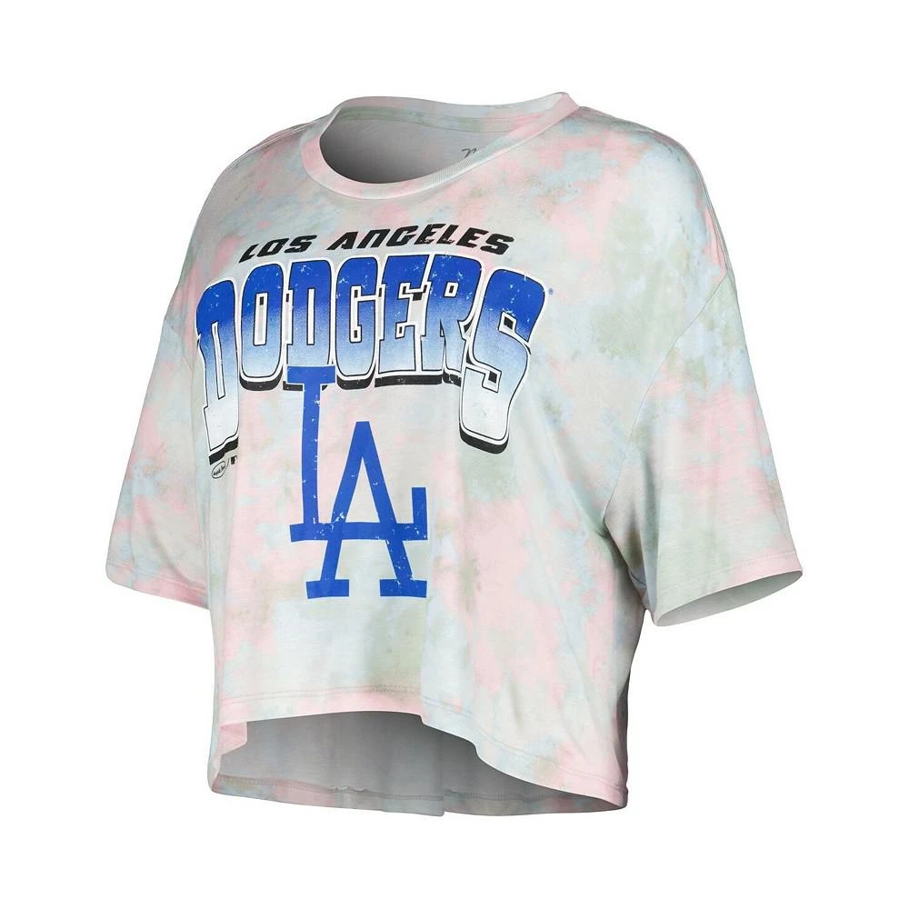 商品Majestic|Women's Threads Los Angeles Dodgers Cooperstown Collection Tie-Dye Boxy Cropped Tri-Blend T-shirt,价格¥275,第2张图片详细描述