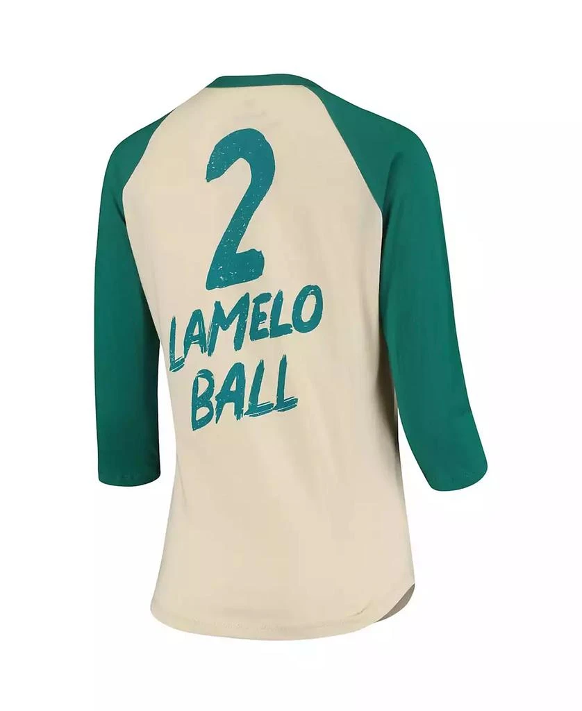 商品Fanatics|Women's LaMelo Ball Cream Charlotte Hornets NBA 3/4 Sleeve Raglan T-shirt,价格¥376,第3张图片详细描述