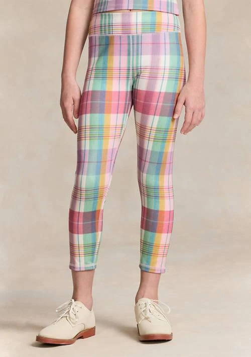 商品Ralph Lauren|Lauren Childrenswear Girls 7 16 Madras Printed Performance Crop Leggings,价格¥452,第1张图片