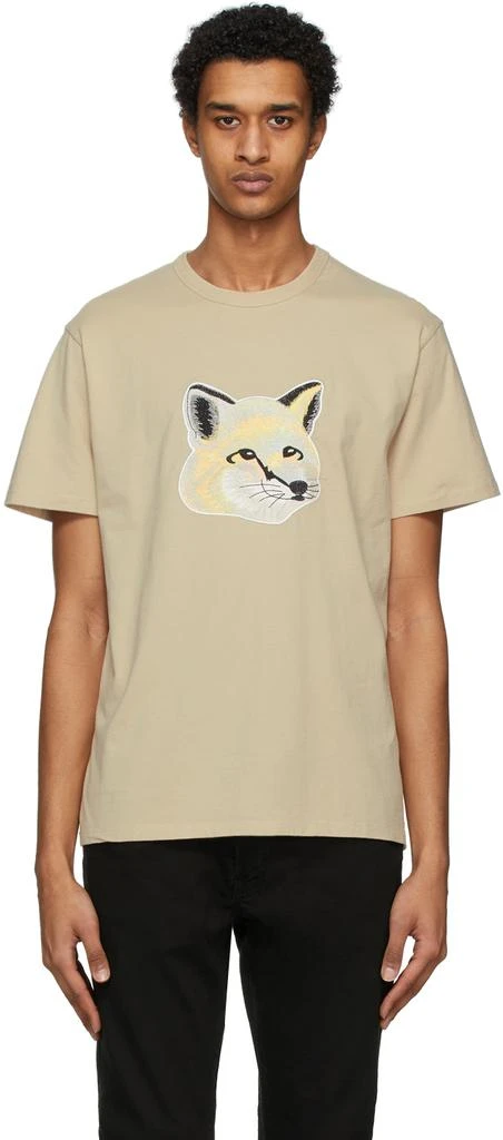 商品Maison Kitsune|Beige Pastel Fox Head T-Shirt,价格¥676,第1张图片