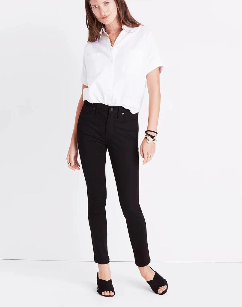 商品Madewell|9%22 Mid Rise Skinny Jeans In Isko Stay Blacktrade%3B,价格¥438,第1张图片