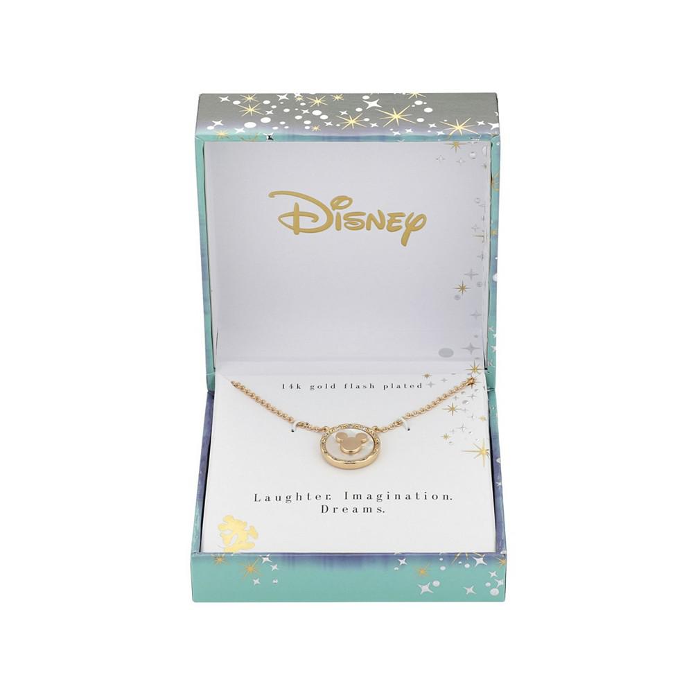 Gold Flash-Plated Faux Mother of Pearl Mickey Mouse Coin Pendant Necklace商品第2张图片规格展示