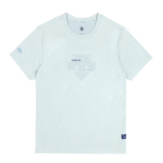商品DESCENTE|【享贝家】DESCENTE 迪桑特 线条纹标短袖T恤 SM323UTS76-USBL 浅蓝色（现采购商品，下单后12天内发货）,价格¥369,第1张图片