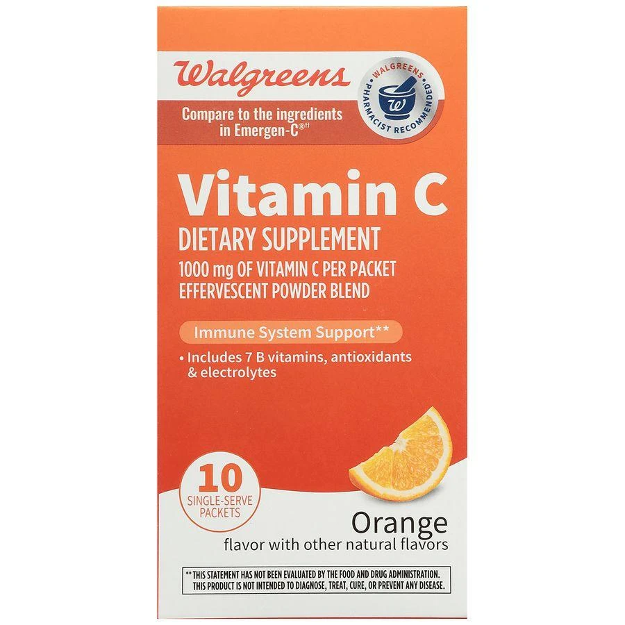 商品Walgreens|Vitamin C Effervescent Powder Blend Orange,价格¥51,第3张图片详细描述