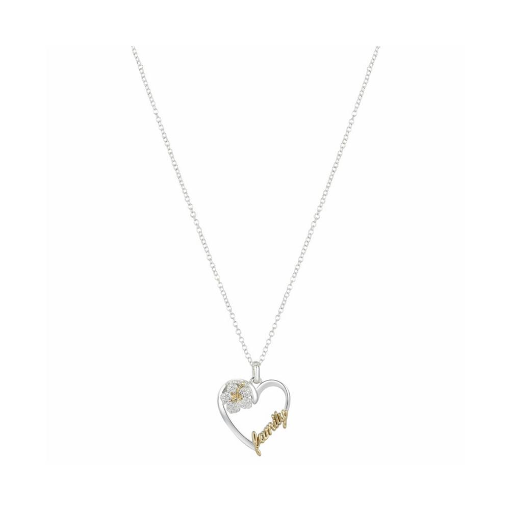 Two-Tone Gold Flash-Plated "Family" Heart Pendant Necklace商品第1张图片规格展示