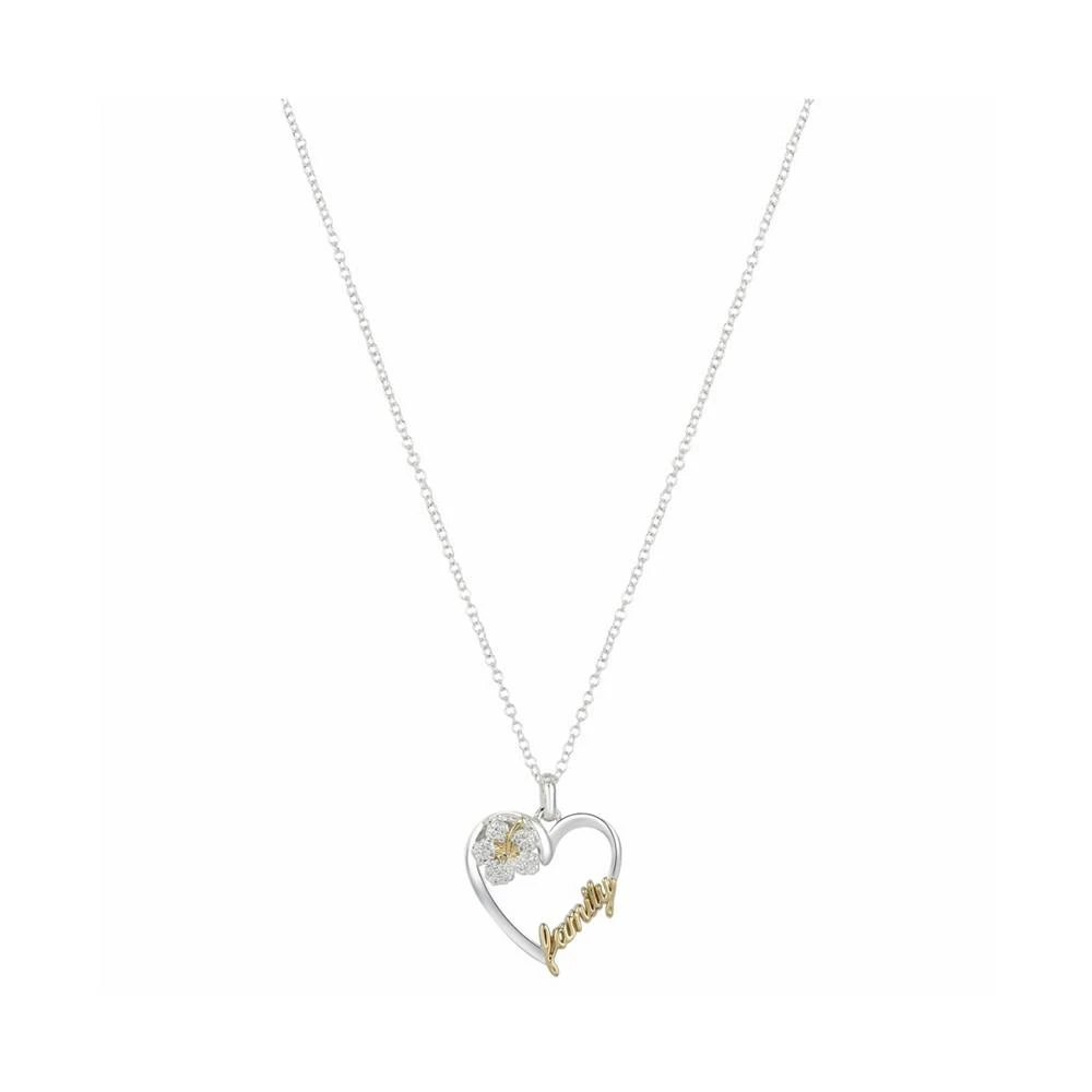 商品Disney|Two-Tone Gold Flash-Plated "Family" Heart Pendant Necklace,价格¥130,第1张图片