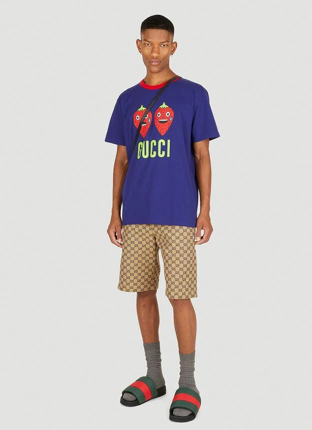 商品Gucci|Strawberry Print Hollywood T-Shirt in Blue,价格¥4699,第2张图片详细描述