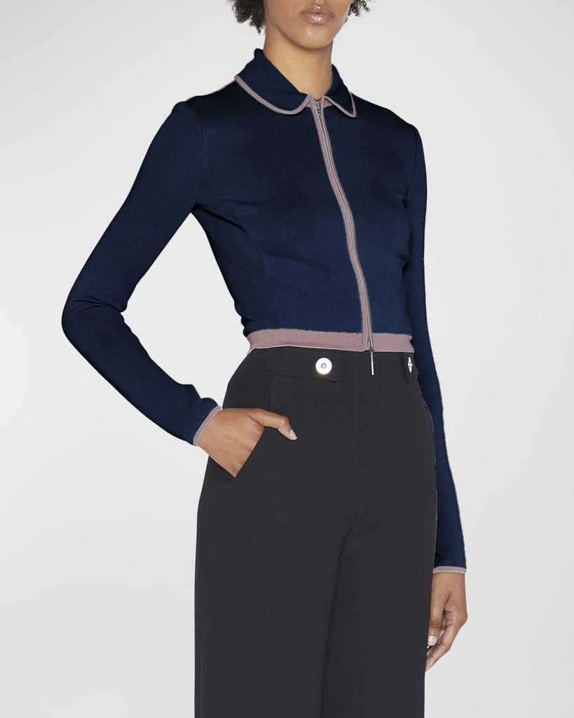 商品Giorgio Armani|Peter Pan-Collar Striped-Edge Crop Zip Jacket,价格¥21595,第2张图片详细描述