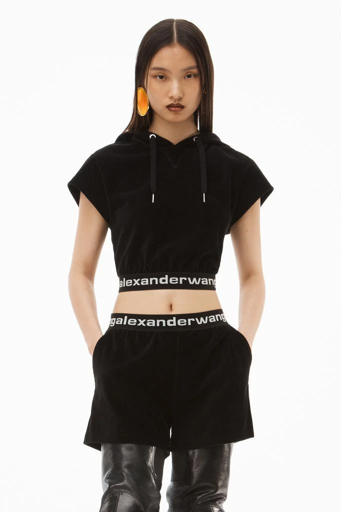 商品Alexander Wang|CAP SLEEVE HOODIE IN STRETCH CORDUROY,价格¥879,第2张图片详细描述