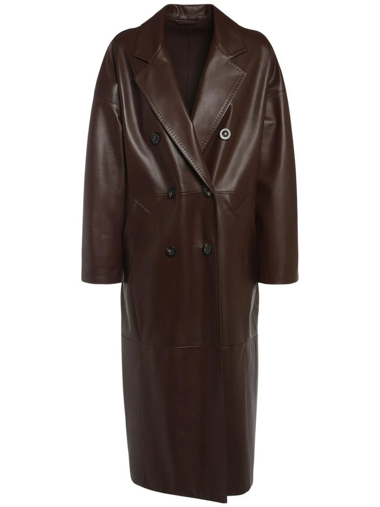 商品Max Mara|Ussuri Double Breasted Leather Long Coat,价格¥14778,第1张图片