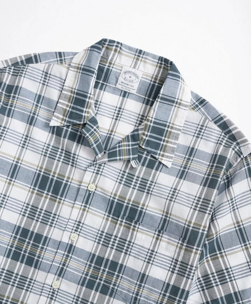 商品Brooks Brothers|Regent Regular-Fit Sport Shirt, Camp Collar Short-Sleeve Madras,价格¥399,第2张图片详细描述