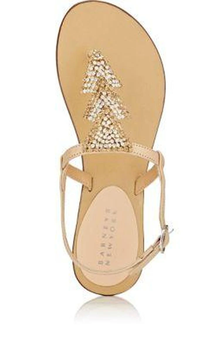 商品Barneys New York|Crystal-Embellished Leather T-Strap Sandals,价格¥903,第4张图片详细描述