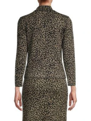 商品Tahari|Metallic Leopard-Pattern Sweater,价格¥634,第2张图片详细描述