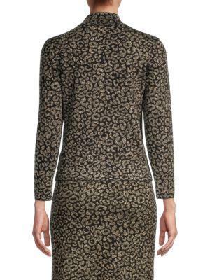 商品Tahari|Metallic Leopard-Pattern Sweater,价格¥588,第4张图片详细描述