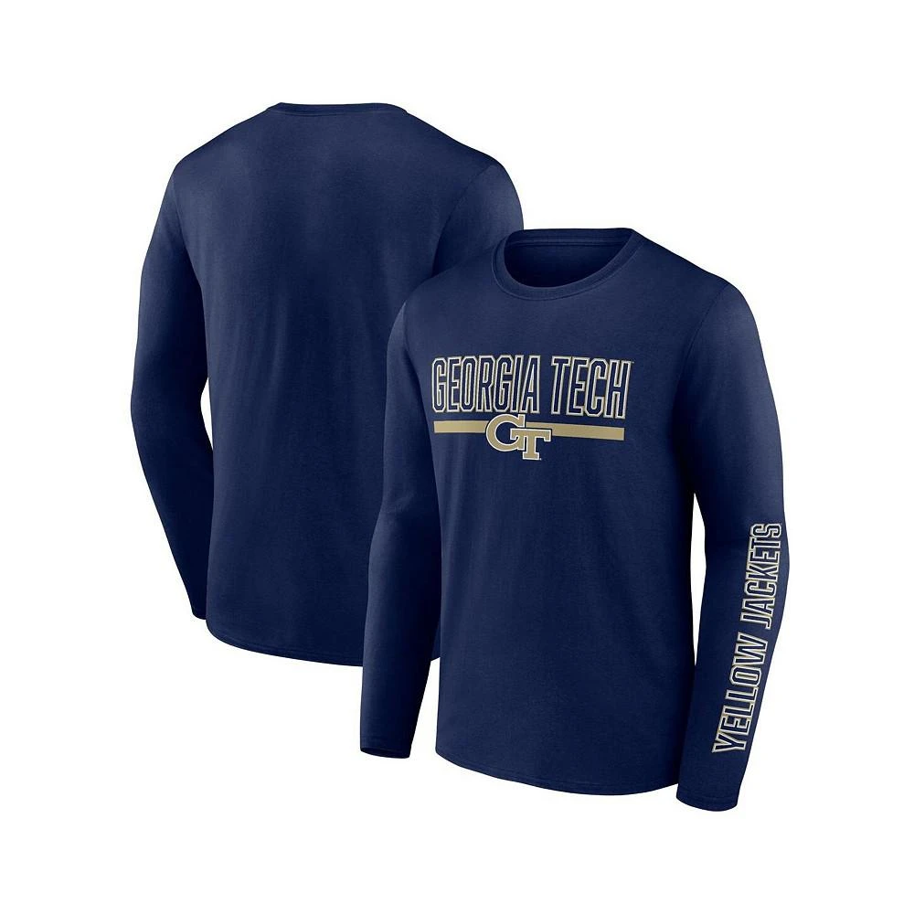 商品Fanatics|Men's Branded Navy GA Tech Yellow Jackets Modern Two-Hit Long Sleeve T-shirt,价格¥265,第1张图片