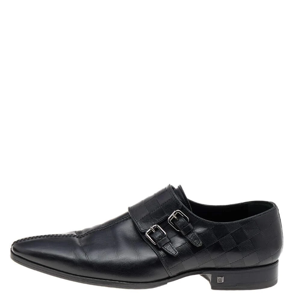 商品[二手商品] Louis Vuitton|Louis Vuitton Black Leather Double Flap Slip On Loafers Size 41.5,价格¥2989,第2张图片详细描述