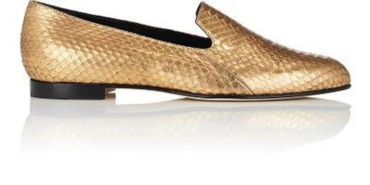 商品Manolo Blahnik|Diplas Metallic Snakeskin Loafers,价格¥3488,第1张图片