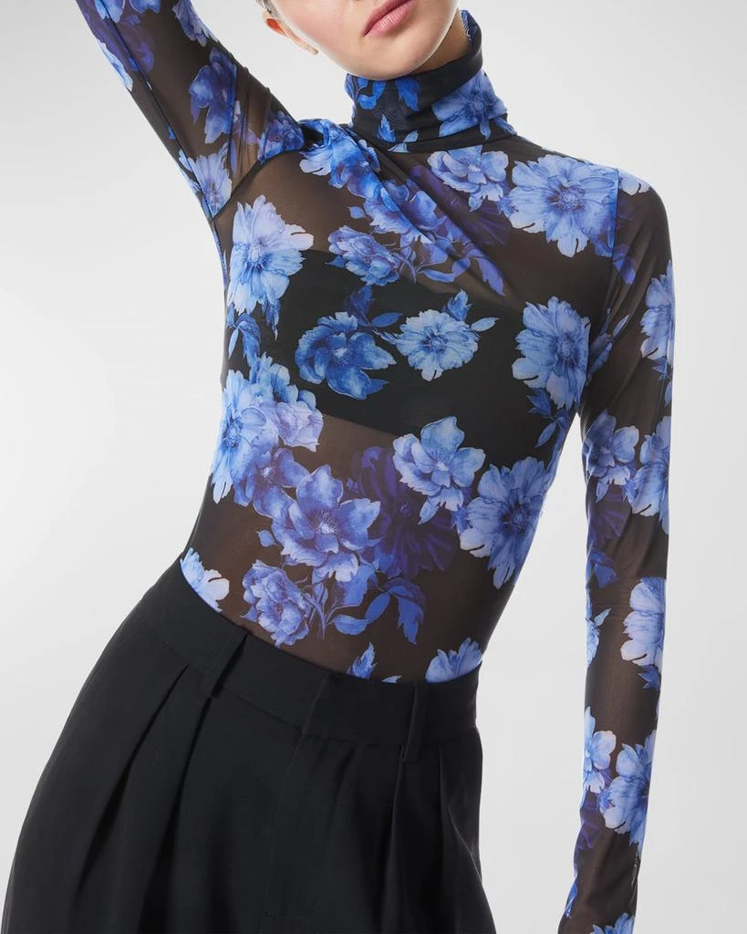 商品Alice + Olivia|Delaina Long-Sleeve Turtleneck Mesh Top,价格¥1236,第4张图片详细描述