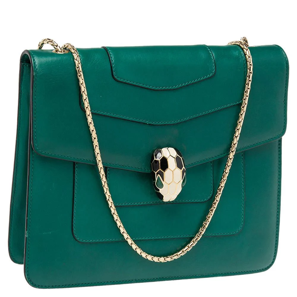 商品[二手商品] BVLGARI|Bvlgari Green Leather Small Serpenti Forever Shoulder Bag,价格¥7270,第3张图片详细描述