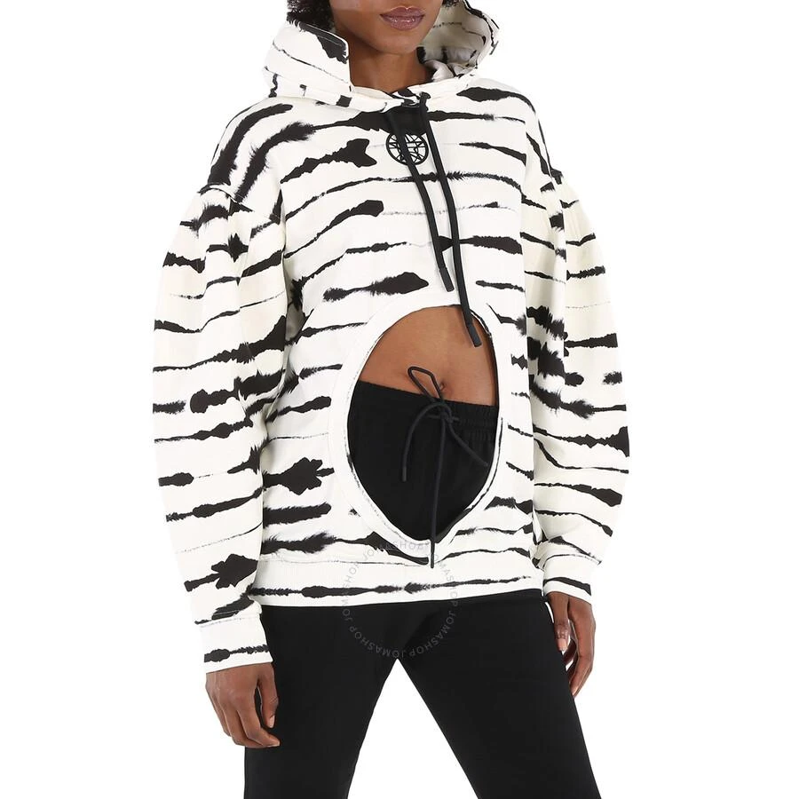 商品Burberry|Ladies Monochrome Cut-out Detail Watercolour Print Cotton Hoodie,价格¥801,第2张图片详细描述