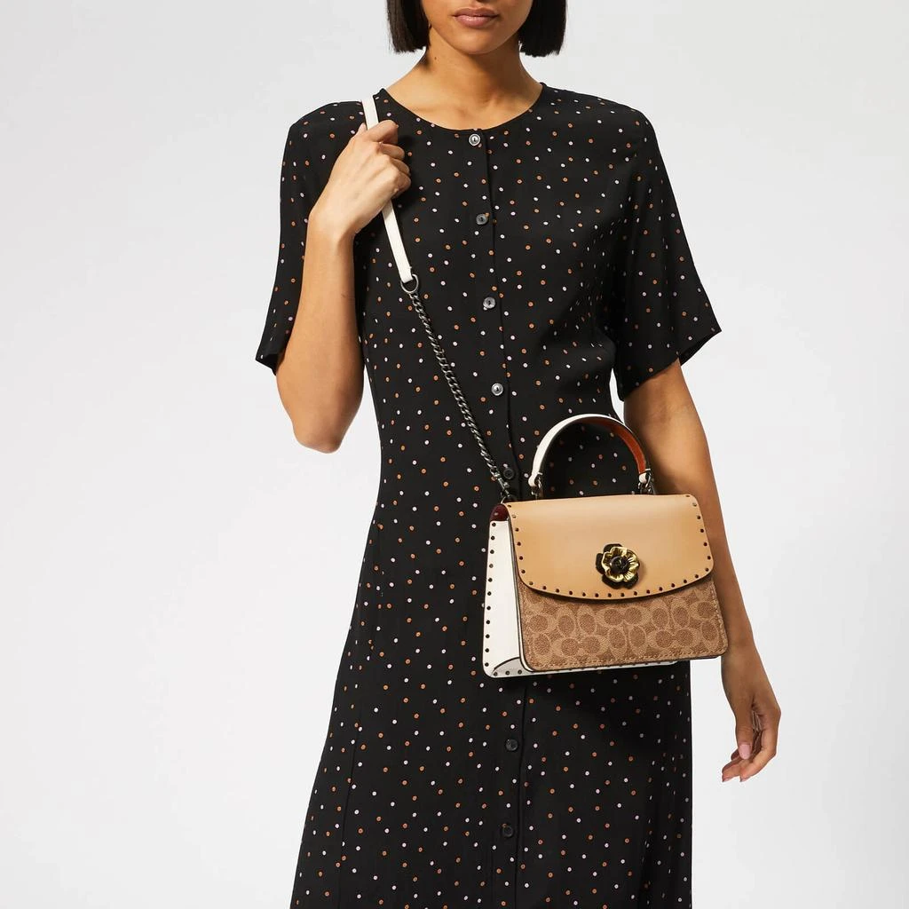 商品Coach|Coach Women's Coated Canvas Parker Top Handle Satchel with Rivets - Tan Beechwood,价格¥2593,第3张图片详细描述