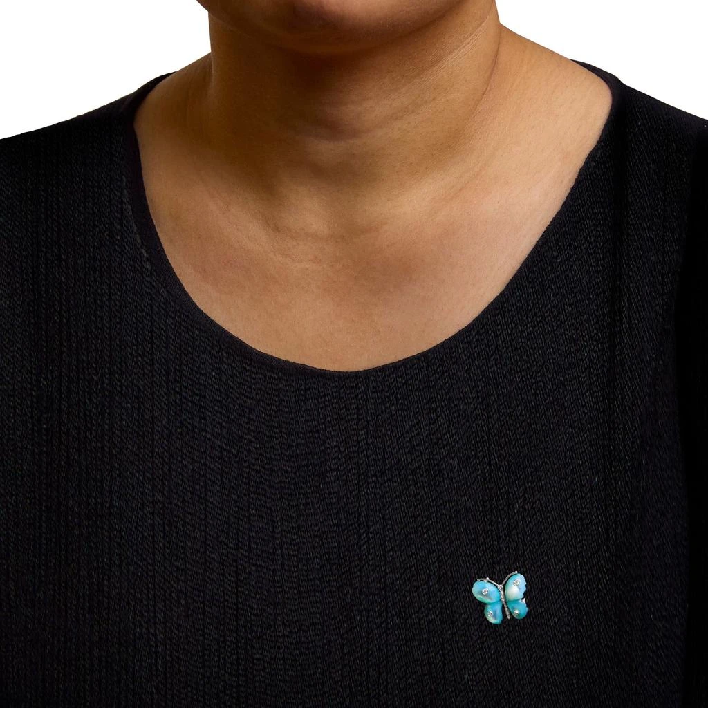 商品Haus of Brilliance|18K White Gold Blue Mother of Pearl and Diamond Accent Butterfly Pin Brooch,价格¥17001,第4张图片详细描述