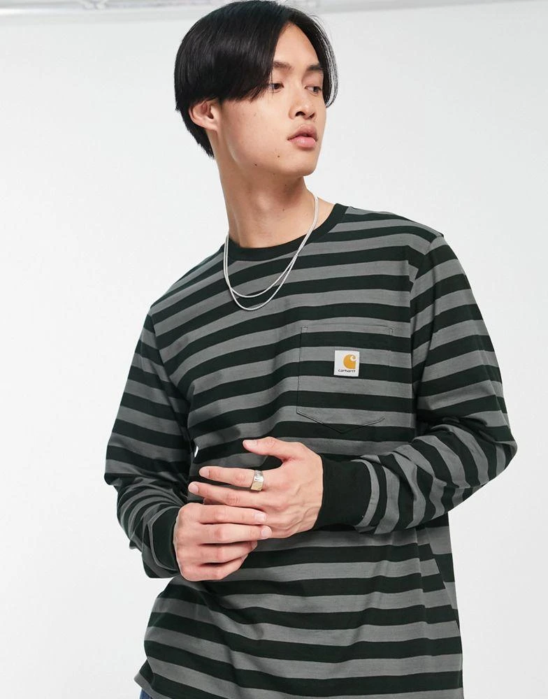 商品Carhartt WIP|Carhartt WIP merrick stripe long sleeve top in green,价格¥528,第1张图片