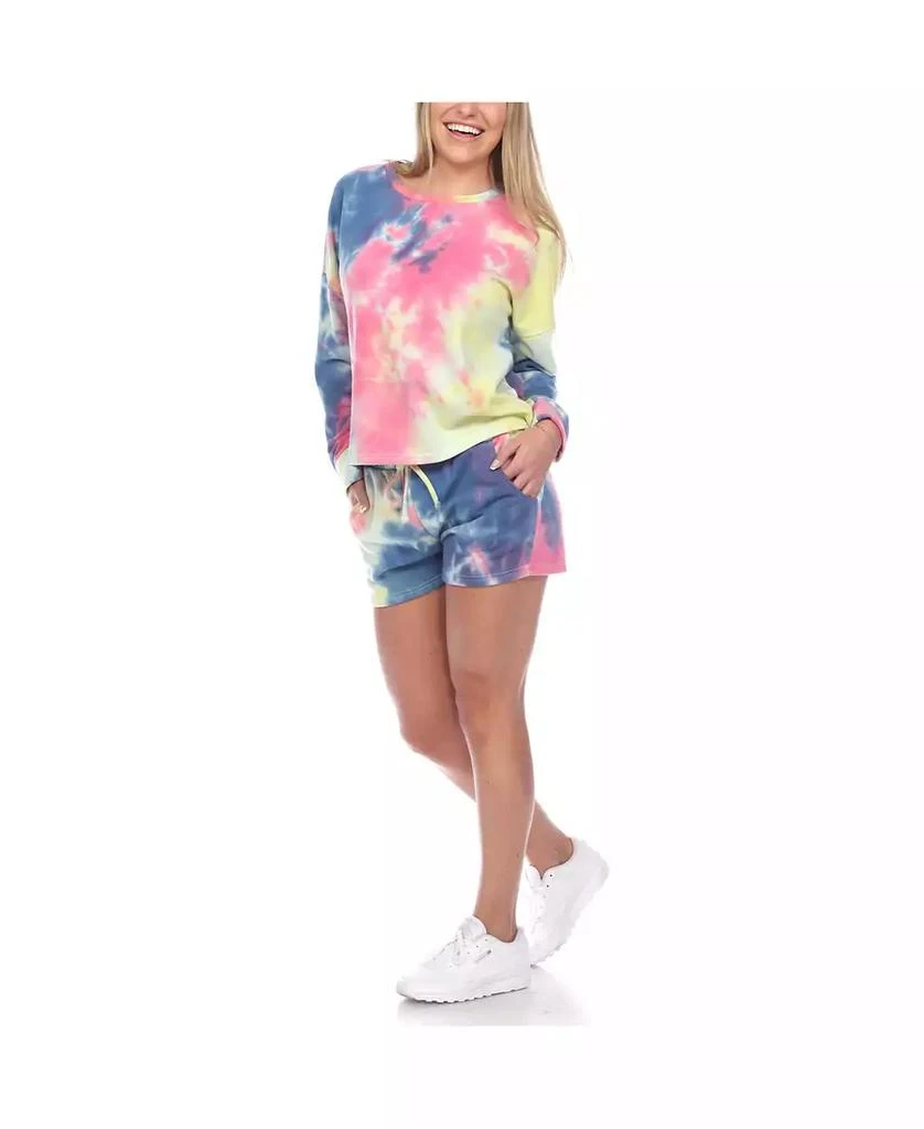 商品White Mark|Women's Tie Dye Lounge Top Shorts Set, 2-Piece,价格¥292,第3张图片详细描述