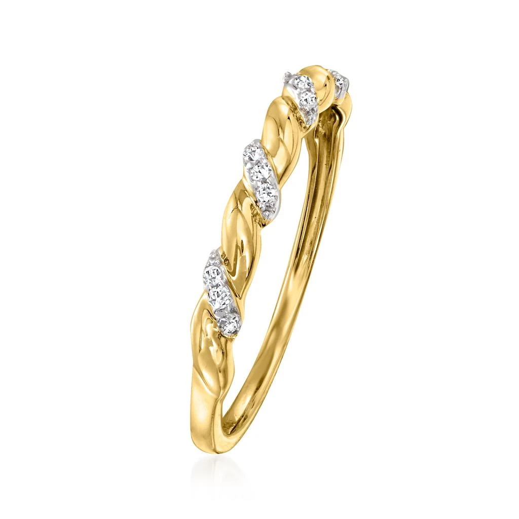 商品Ross-Simons|Ross-Simons Diamond-Accented Twisted Ring in 14kt Yellow Gold,价格¥2255,第4张图片详细描述