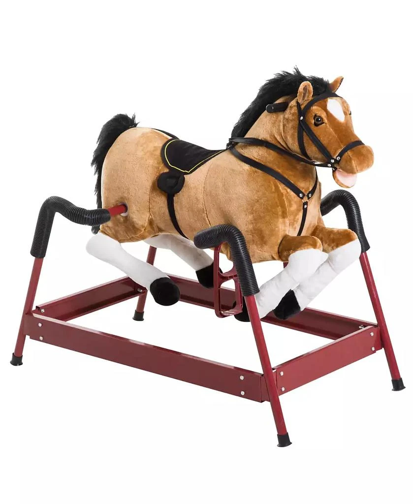 商品Qaba|Rocking Horse Toy Children Vintage Plush Rocker Wooden Ride W/ Sound,价格¥847,第1张图片