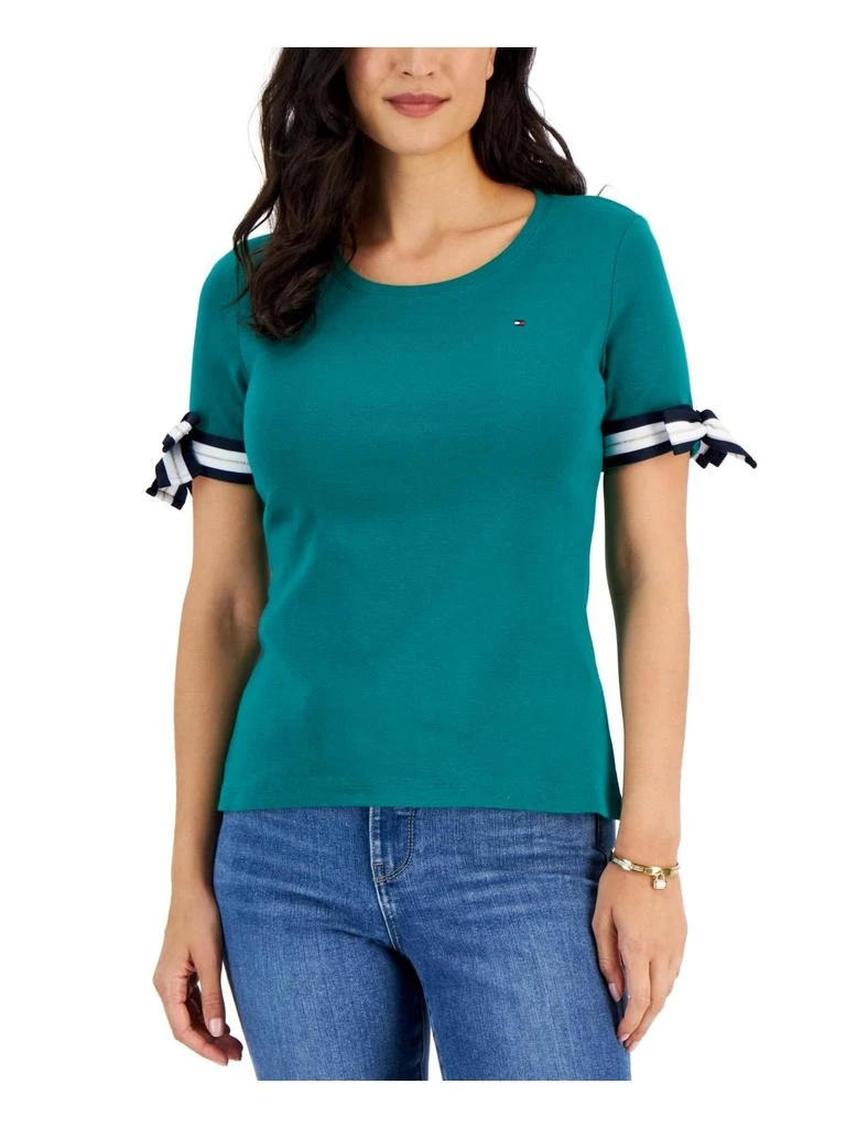 商品Tommy Hilfiger|Womens Cotton Tie-Sleeve T-Shirt,价格¥252,第1张图片