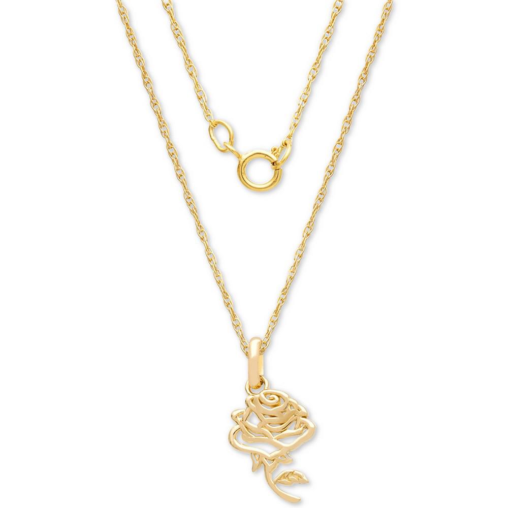 Children's Belle Rose 15" Pendant Necklace in 14k Gold商品第2张图片规格展示