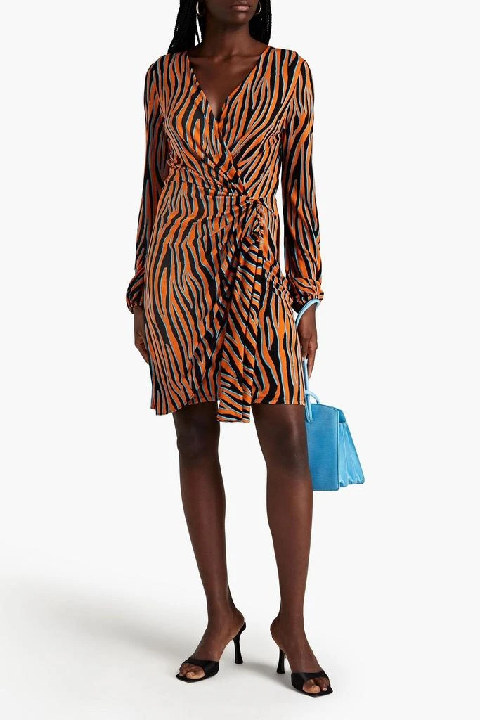 商品Diane von Furstenberg|Toronto wrap-effect zebra-print jersey mini dress,价格¥563,第2张图片详细描述