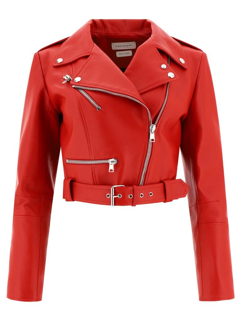 商品Alexander McQueen|Biker Crop Jackets Red,价格¥11433,第1张图片