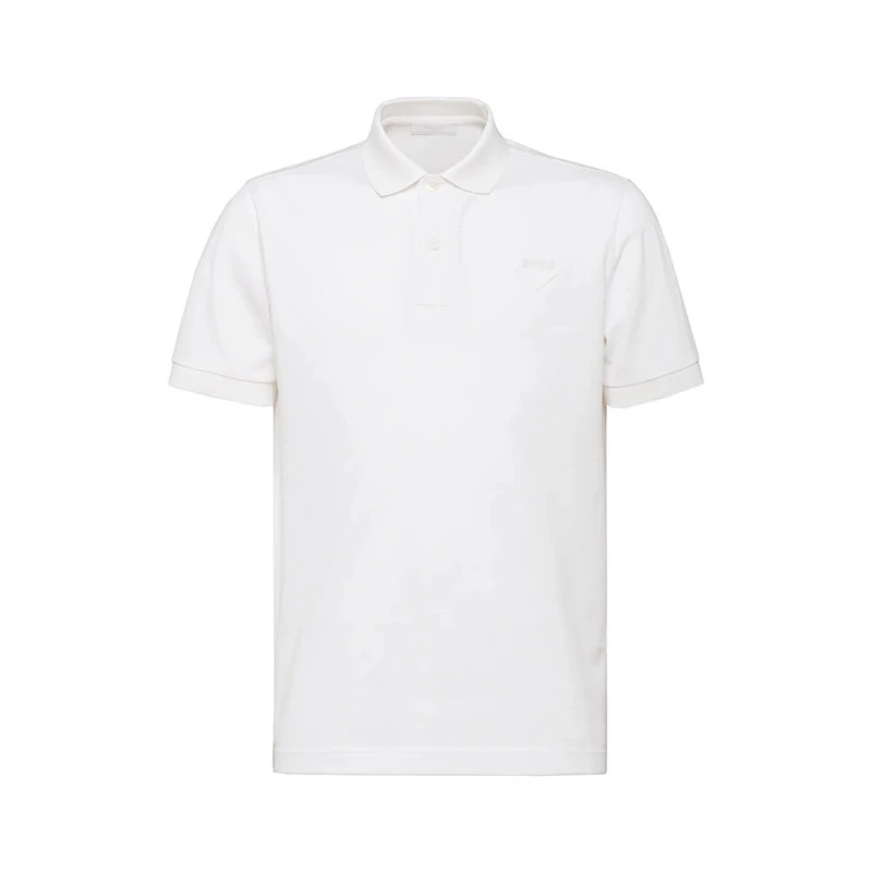 商品Prada|【预售3-7天】PRADA/普拉达  男士白色纯珠地棉三角徽标短袖Polo衫UJN444_XGS_F0009_S_181,价格¥4362,第1张图片