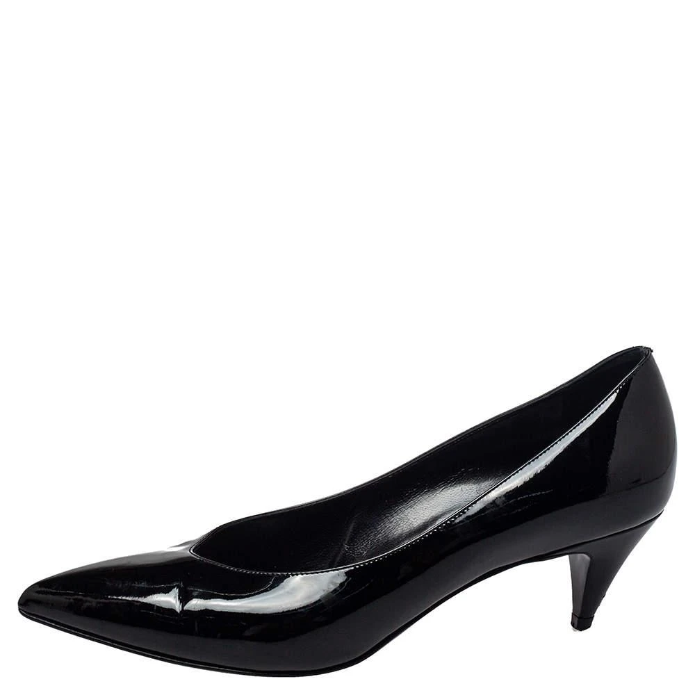 商品[二手商品] Yves Saint Laurent|Saint Laurent Black Patent Leather Kitten Heel Pumps Size 37.5,价格¥801,第2张图片详细描述
