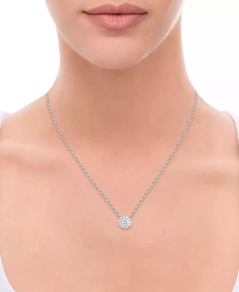 商品Macy's|Diamond Halo 18" Pendant Necklace (1/2 ct. t.w.) in 14k White Gold,价格¥15864,第2张图片详细描述