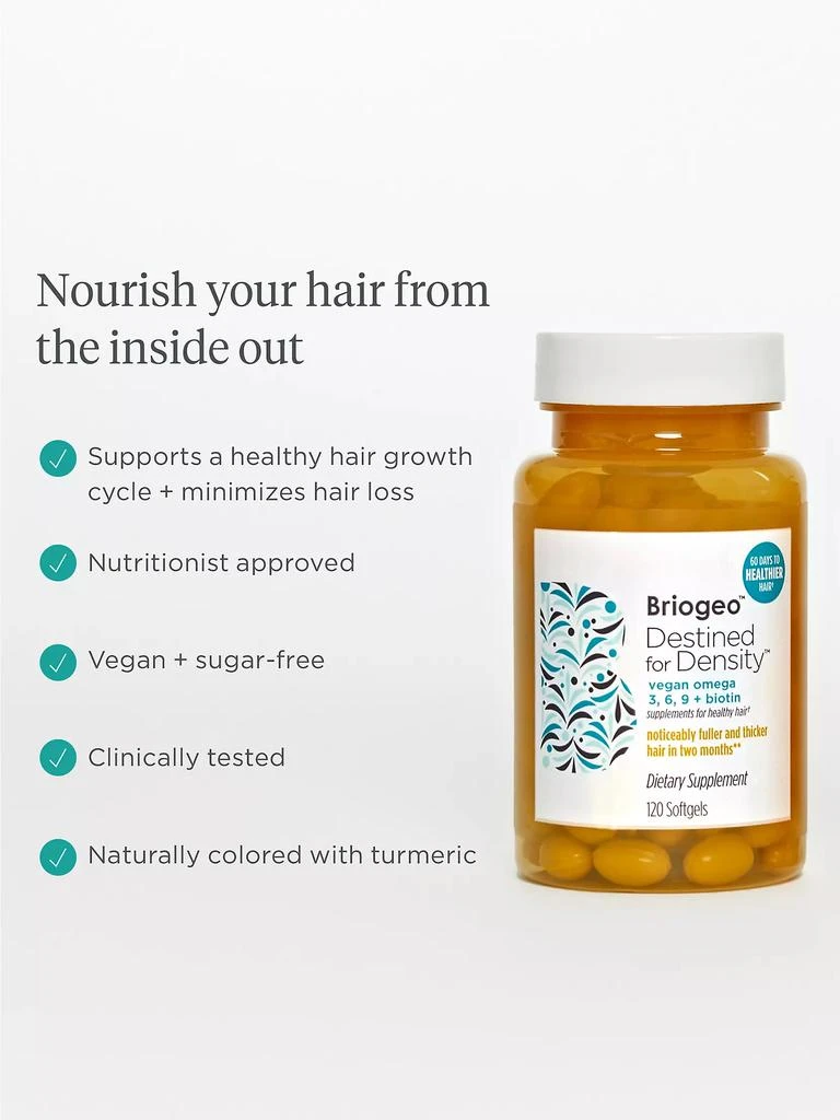 商品Briogeo|Destined For Density Vegan Omega 3, 6, 9 + Biotin Supplements For Healthy Hair,价格¥315,第2张图片详细描述