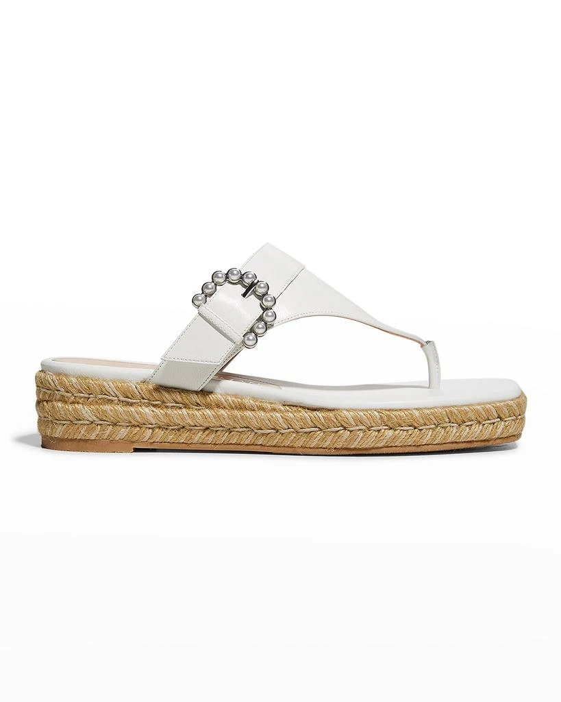 商品Stuart Weitzman|Pearly Buckle Thong Espadrille Sandals,价格¥1010,第1张图片